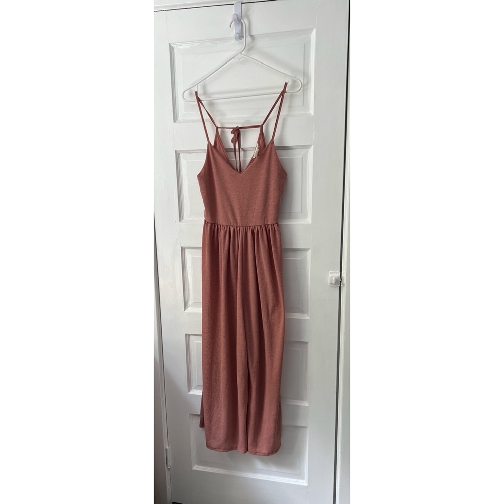 Dusty Rose Wide Leg Cropped Jumpsuit